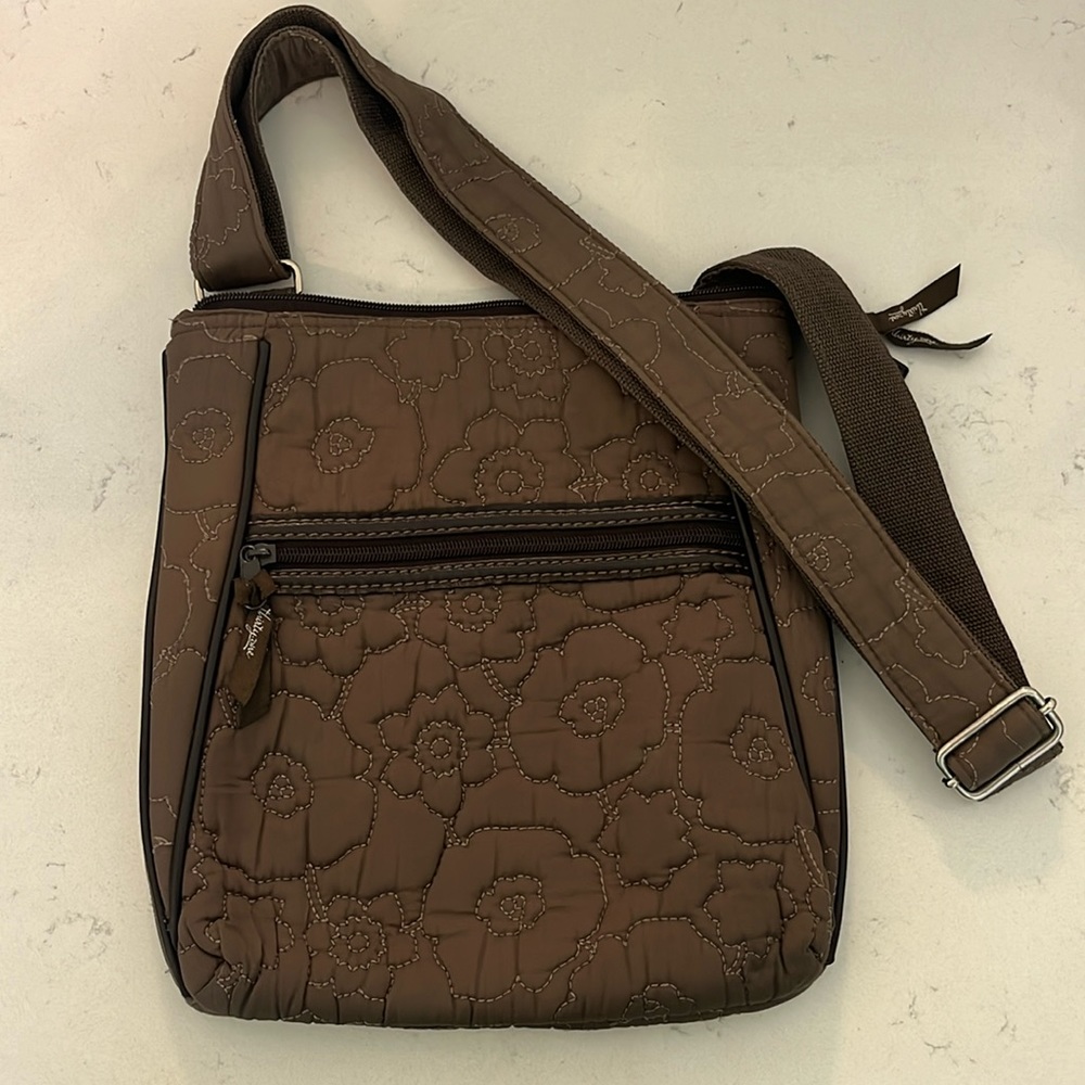 Thirty-One Crossbody Bag with floral stitching